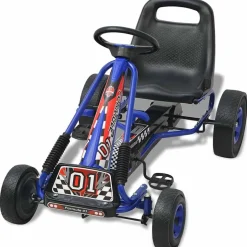 vidaXL Skelter met pedalen en verstelbare zitting blauw