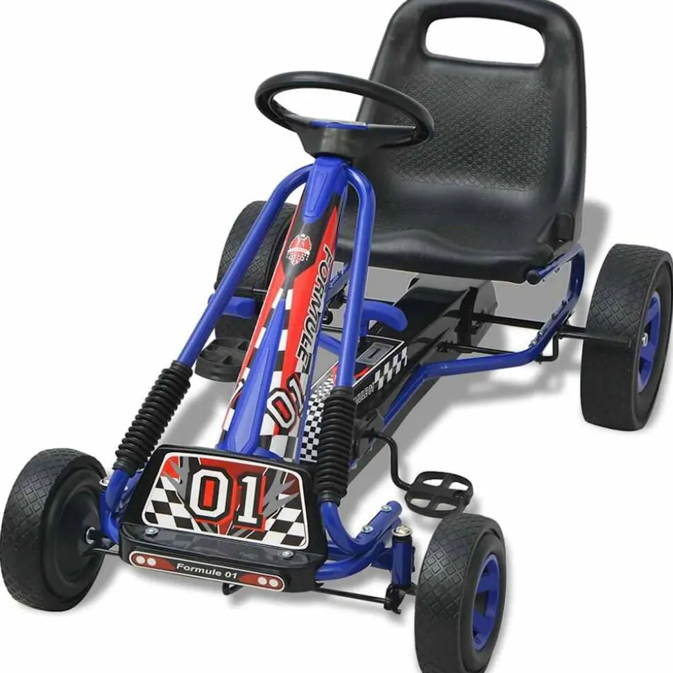 vidaXL Skelter met pedalen en verstelbare zitting blauw