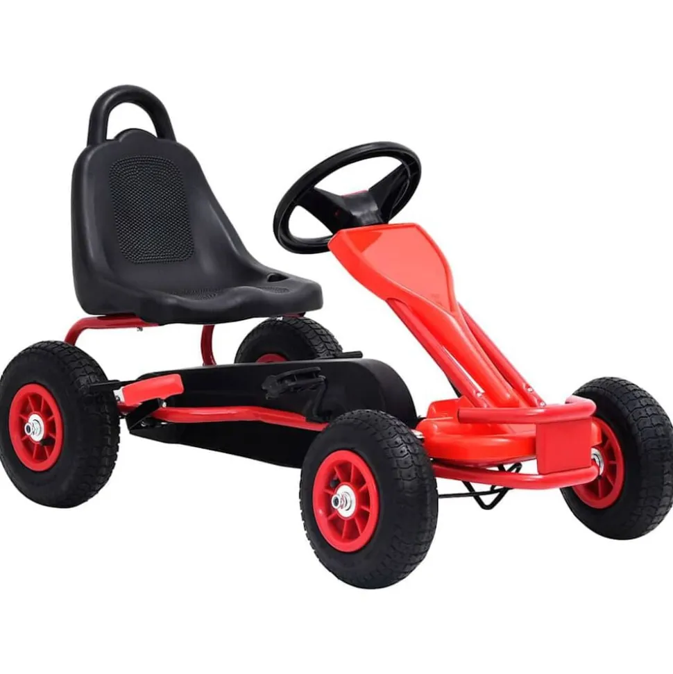 vidaXL Skelter met pedalen en pneumatische banden rood