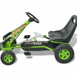vidaXL Skelter met pedalen en verstelbare zitting groen