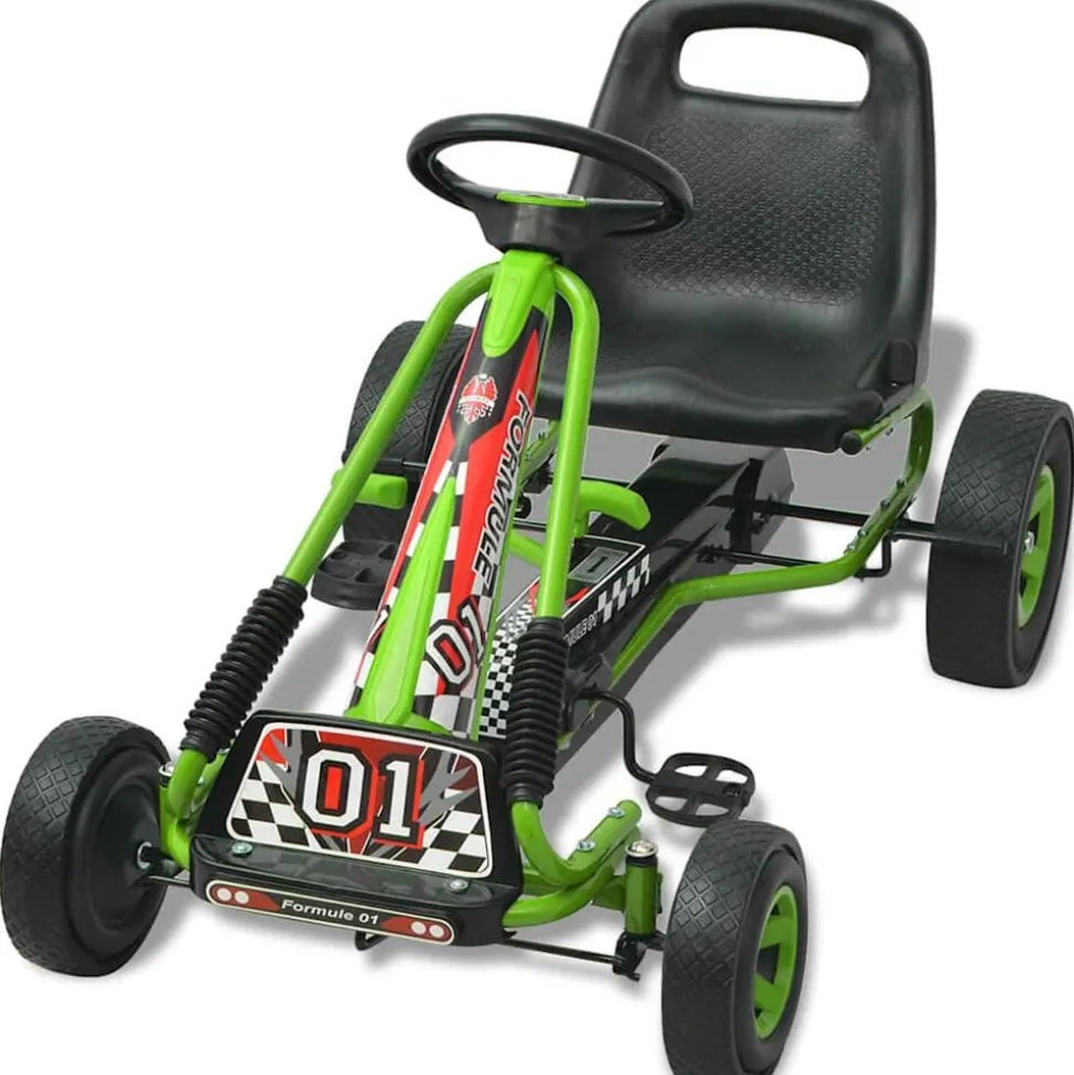 vidaXL Skelter met pedalen en verstelbare zitting groen