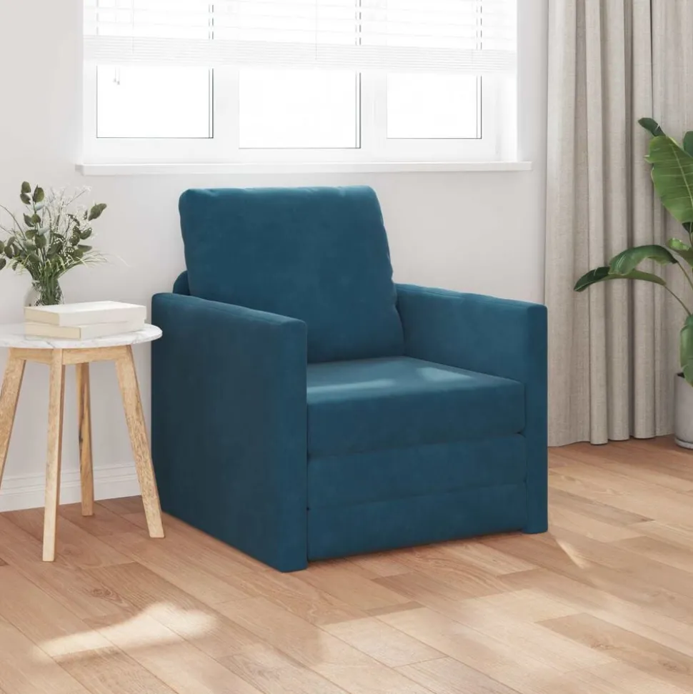 vidaXL Slaapbank Blauw 74 x 77 x 81 cm Fluweel