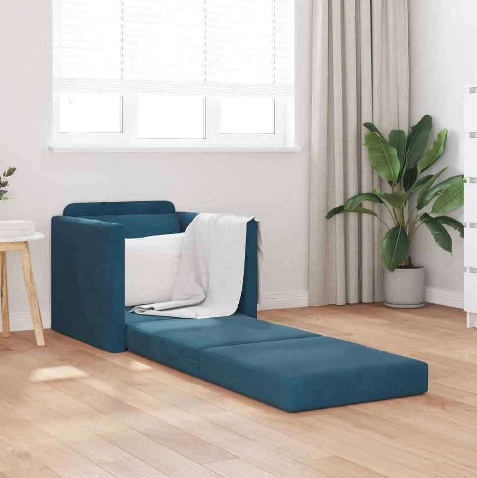 vidaXL Slaapbank Blauw 74 x 77 x 81 cm Fluweel