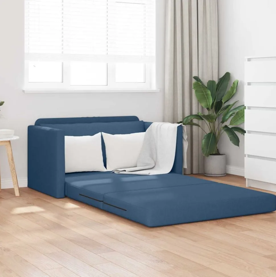 vidaXL Slaapbank 110cm Blauw Stof