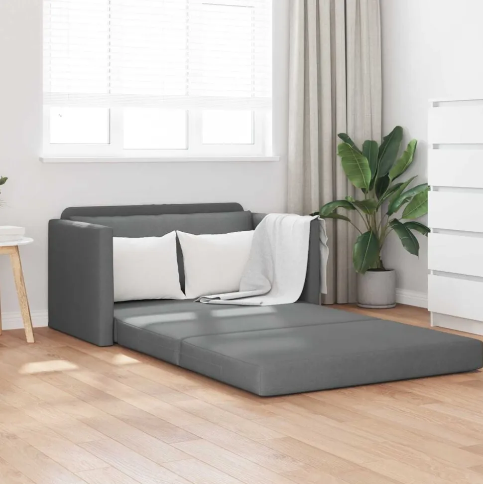 vidaXL Slaapbank 110cm Donkergrijs Stof