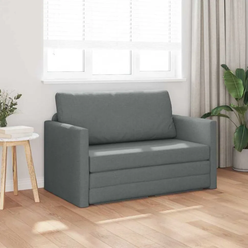 vidaXL Slaapbank 110cm Donkergrijs Stof