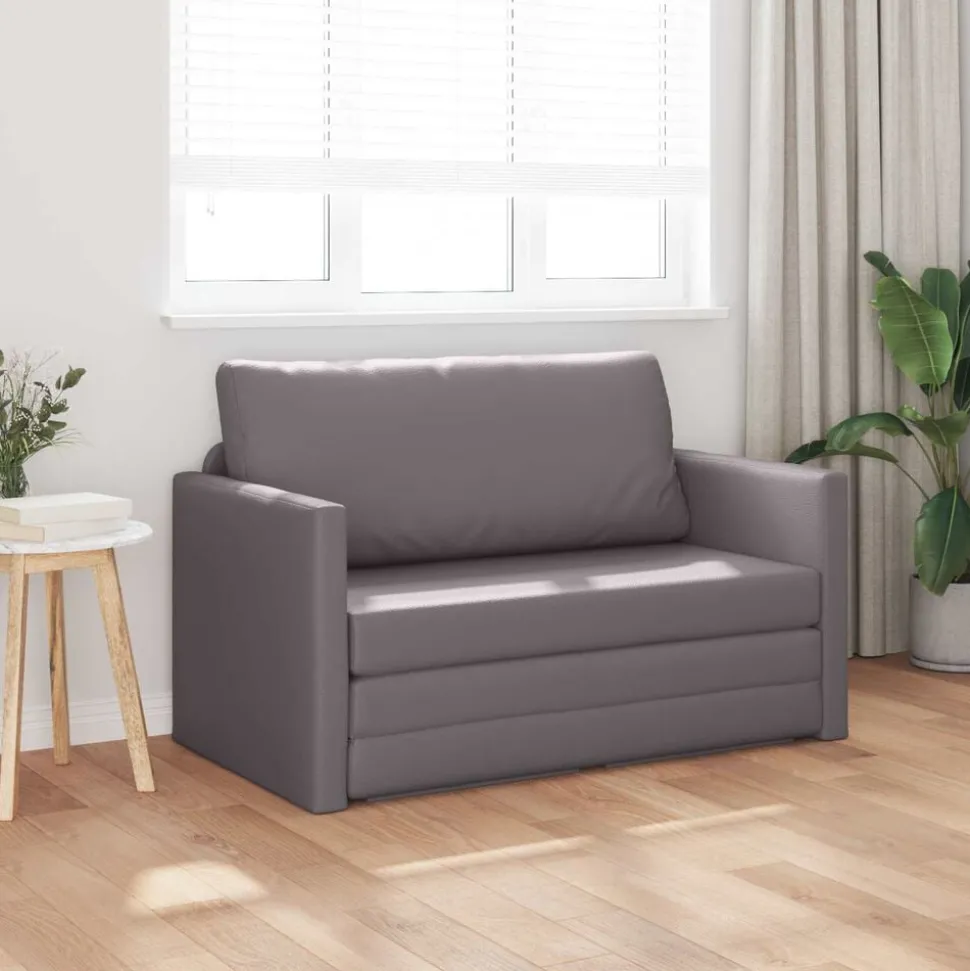 vidaXL Slaapbank Grijs 124 x 71 x 78 cm Kunstleer