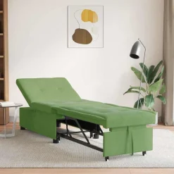vidaXL Slaapbank Lichtgroen 194 x 67 x 82 cm Fluweel