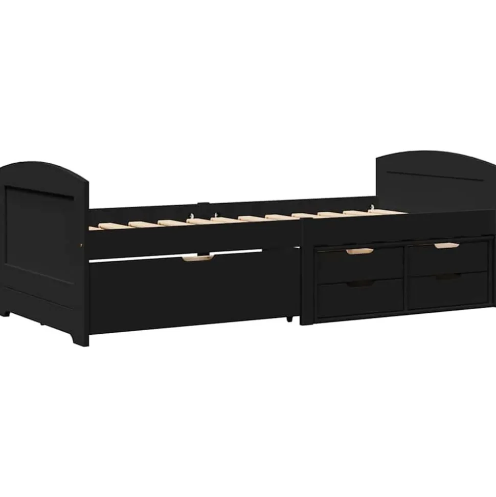 vidaXL Slaapbank met 5 lades zonder matras IRUN 90x200 cm zwart