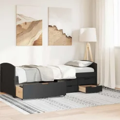 vidaXL Slaapbank met 5 lades zonder matras IRUN 90x200 cm zwart