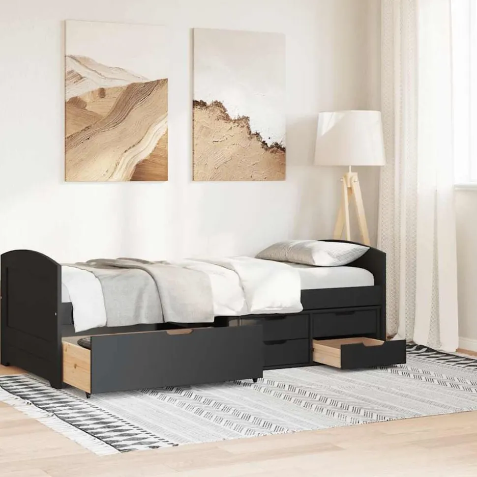 vidaXL Slaapbank met 5 lades zonder matras IRUN 90x200 cm zwart