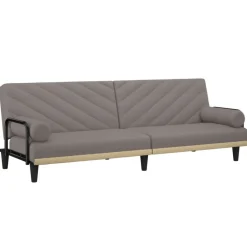 vidaXL Slaapbank met armleuningen stof taupe