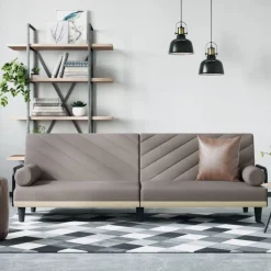 vidaXL Slaapbank met armleuningen stof taupe