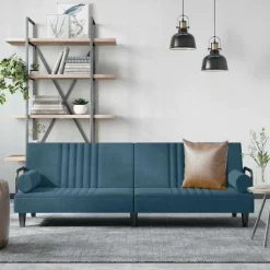 vidaXL Slaapbank met armleuningen fluweel blauw