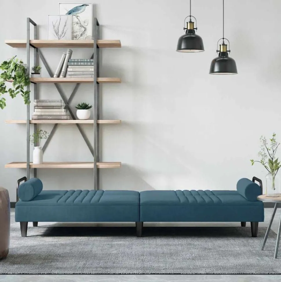 vidaXL Slaapbank met armleuningen fluweel blauw