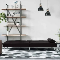 vidaXL Slaapbank met bekerhouders kunstleer zwart
