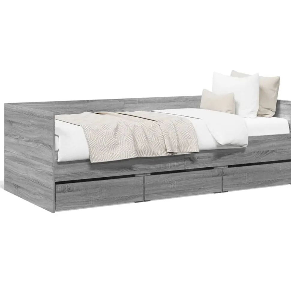 vidaXL Slaapbank met lades zonder matras 100x200 cm grijs sonoma eiken