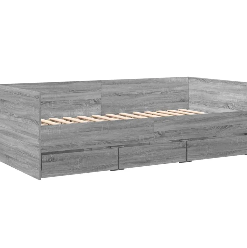 vidaXL Slaapbank met lades zonder matras 100x200 cm grijs sonoma eiken
