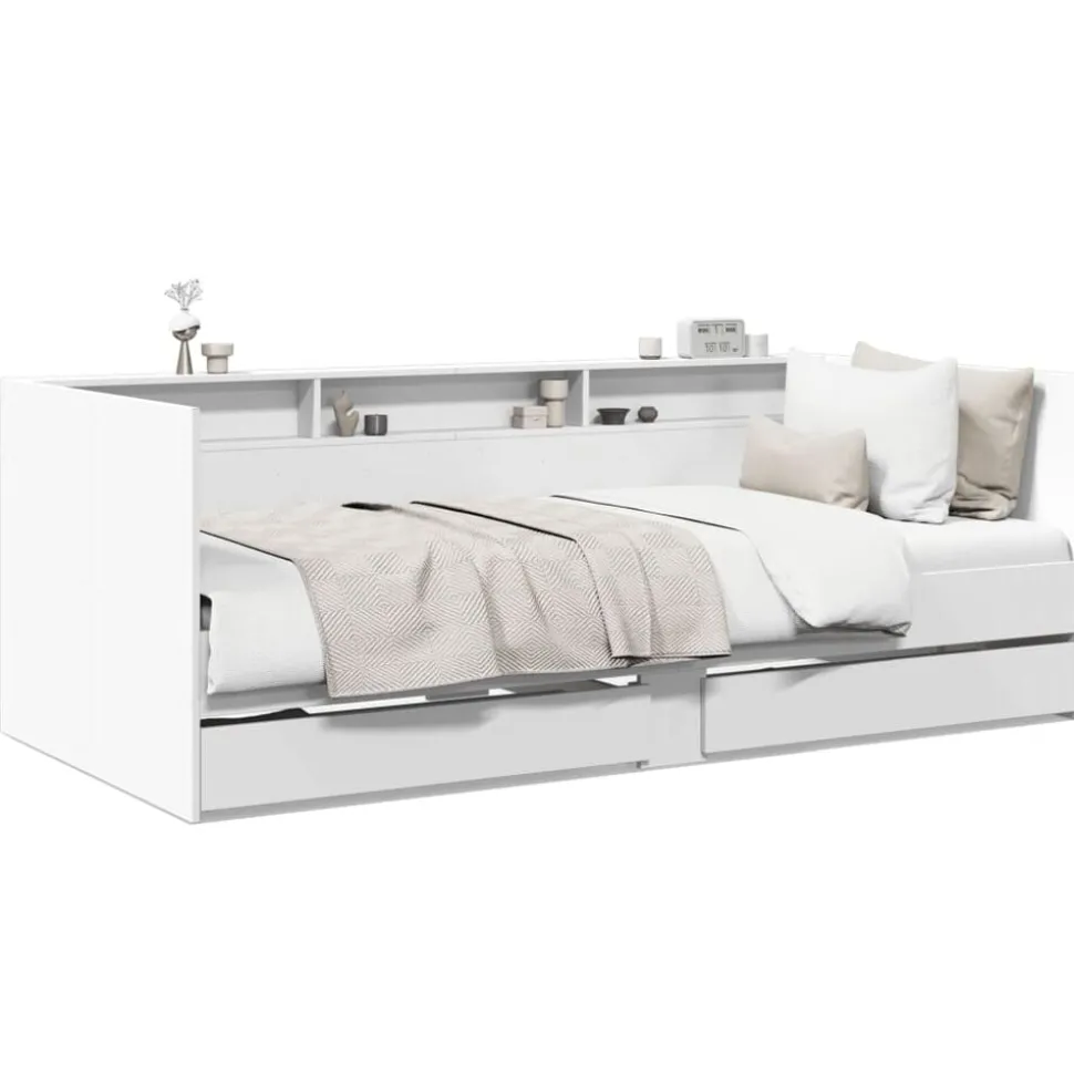 vidaXL Slaapbank met lades zonder matras 100x200 cm wit