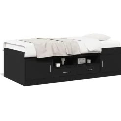 vidaXL Slaapbank met lades zonder matras 100x200 cm zwart