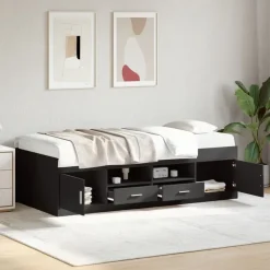 vidaXL Slaapbank met lades zonder matras 100x200 cm zwart