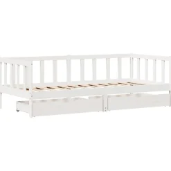 vidaXL Slaapbank met lades 90x200 cm massief grenenhout wit