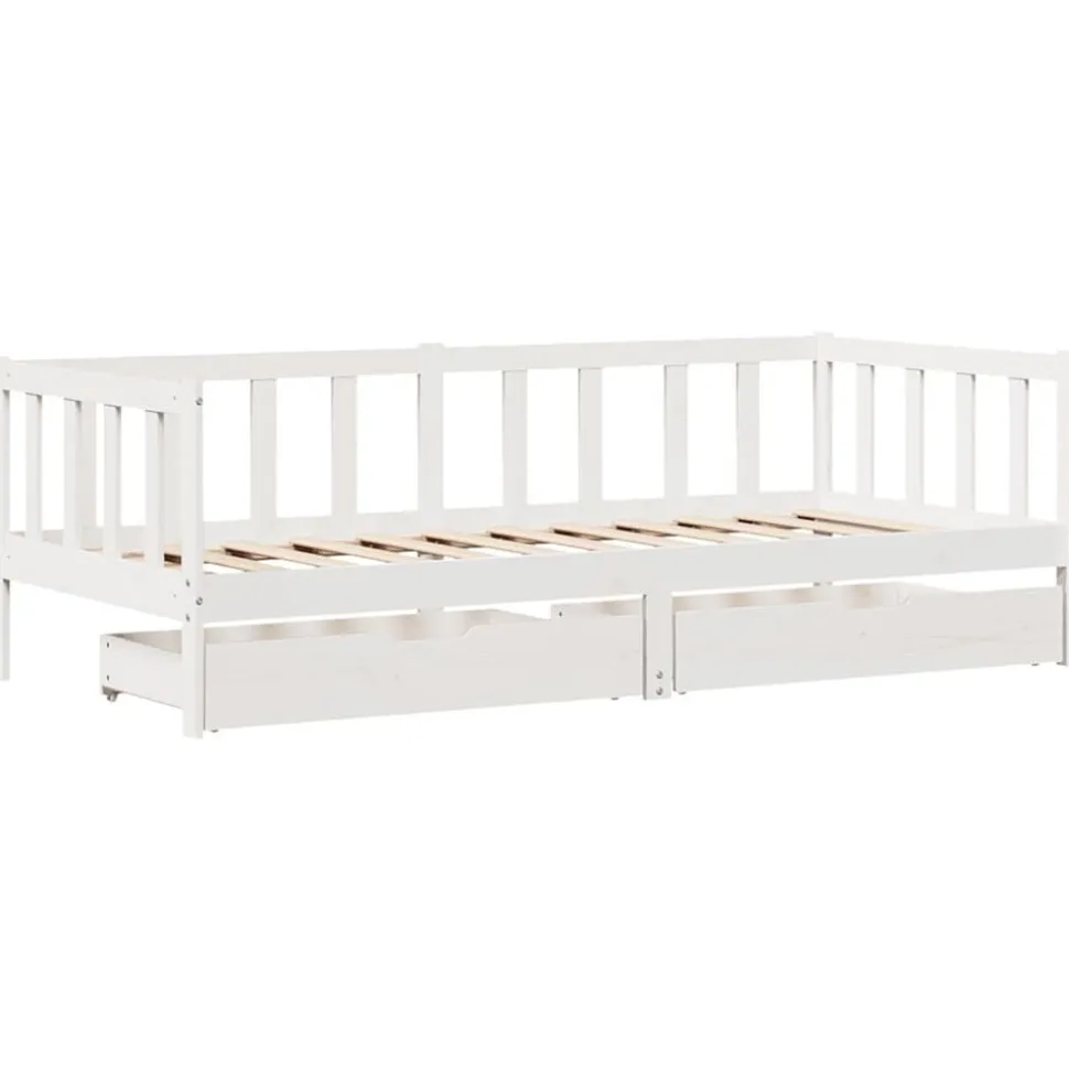 vidaXL Slaapbank met lades 90x200 cm massief grenenhout wit
