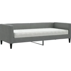 vidaXL Slaapbank met matras 80x200 cm stof donkergrijs