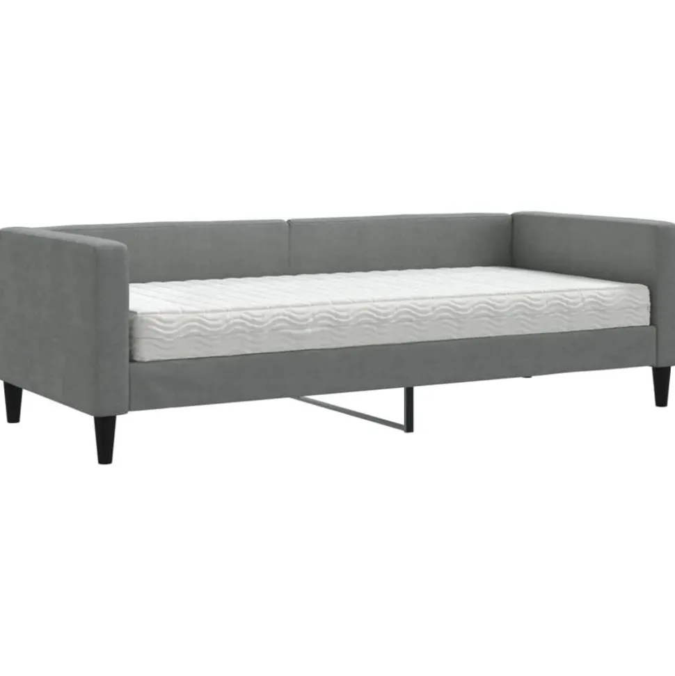 vidaXL Slaapbank met matras 80x200 cm stof donkergrijs
