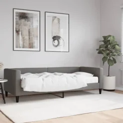 vidaXL Slaapbank met matras 80x200 cm stof donkergrijs