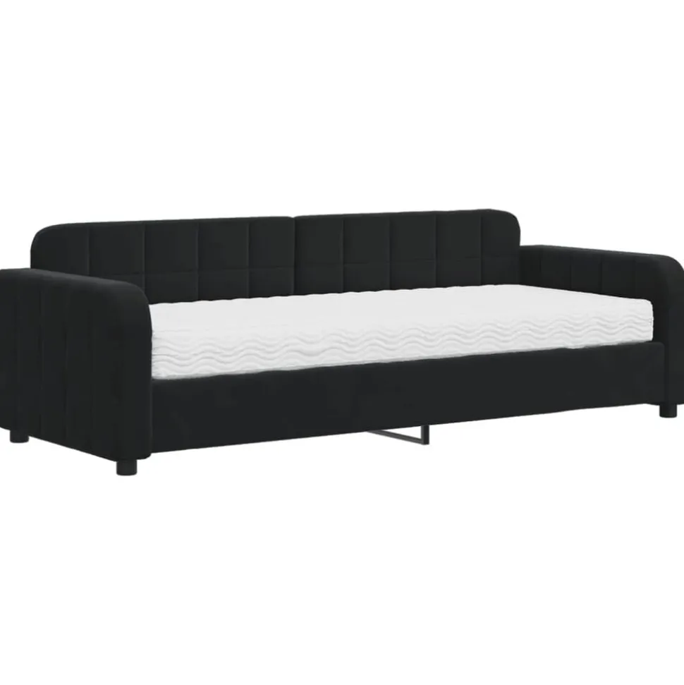 vidaXL Slaapbank met matras 80x200 cm fluweel zwart
