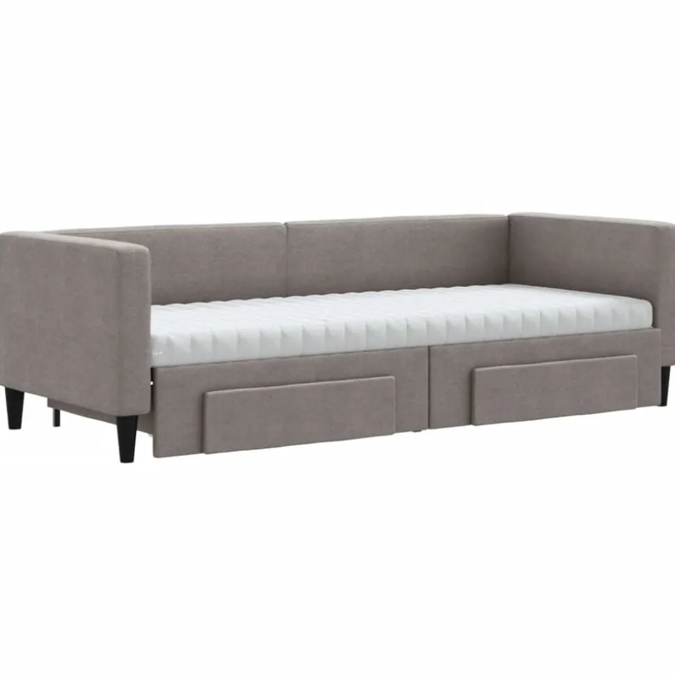 vidaXL Slaapbank met onderschuifbed en lades 80x200 cm stof taupe