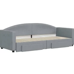 vidaXL Slaapbank met onderschuifbed en lades 80x200 cm stof lichtgrijs