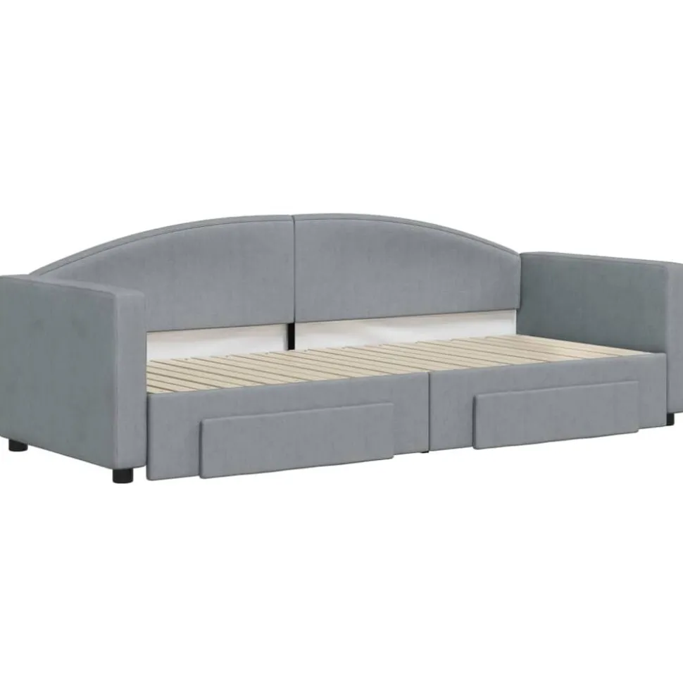 vidaXL Slaapbank met onderschuifbed en lades 80x200 cm stof lichtgrijs