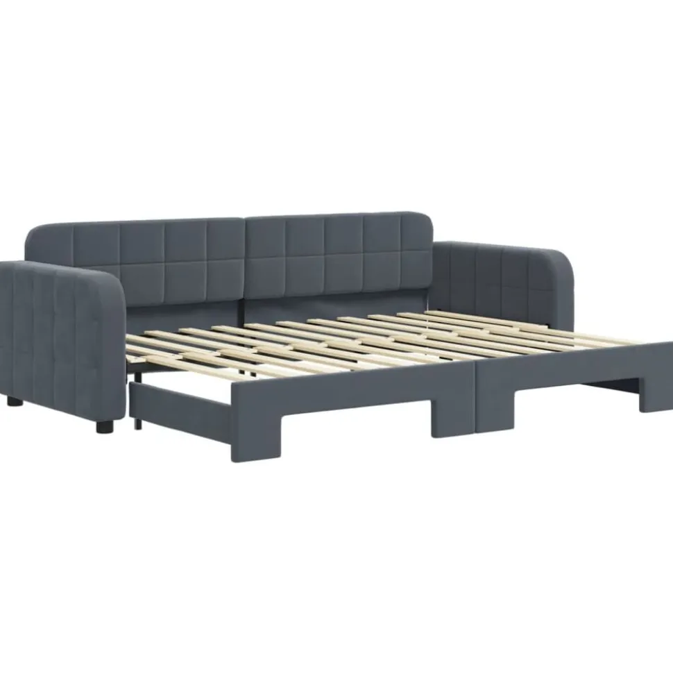 vidaXL Slaapbank met onderschuifbed 80x200 cm fluweel donkergrijs