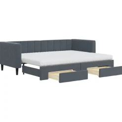 vidaXL Slaapbank onderschuifbed en lades 80x200 cm fluweel donkergrijs