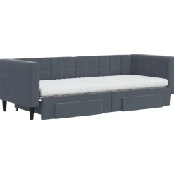 vidaXL Slaapbank onderschuifbed en lades 80x200 cm fluweel donkergrijs