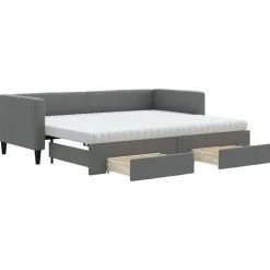 vidaXL Slaapbank onderschuifbed en lades 80x200 cm stof donkergrijs
