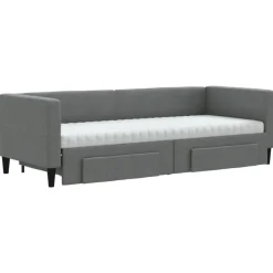 vidaXL Slaapbank onderschuifbed en lades 80x200 cm stof donkergrijs