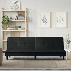 vidaXL Slaapbank stof zwart