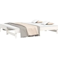 vidaXL Slaapbank uitschuifbaar 2x(100x200) cm massief grenenhout wit