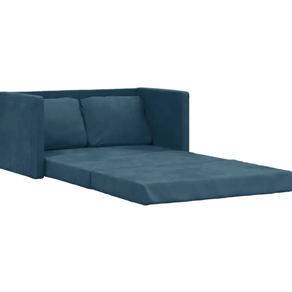 vidaXL Slaapbank vloermodel 2-in-1 122x204x55 cm fluweel blauw