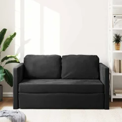 vidaXL Slaapbank vloermodel 2-in-1 122x204x55 cm fluweel zwart