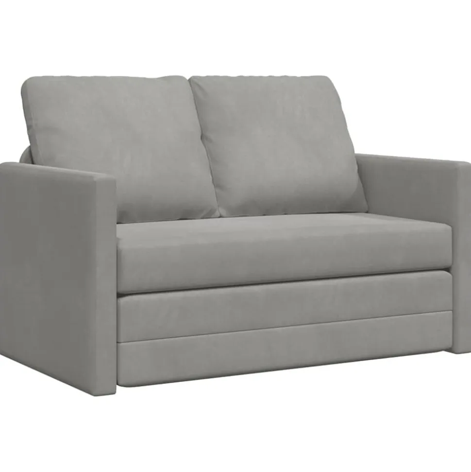 vidaXL Slaapbank vloermodel 2-in-1 122x204x55 cm fluweel lichtgrijs