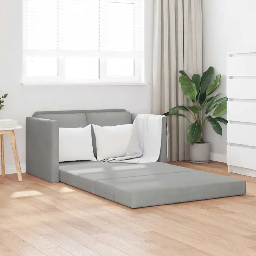 vidaXL Slaapbank vloermodel 2-in-1 122x204x55 cm fluweel lichtgrijs
