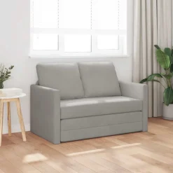 vidaXL Slaapbank vloermodel 2-in-1 122x204x55 cm fluweel lichtgrijs