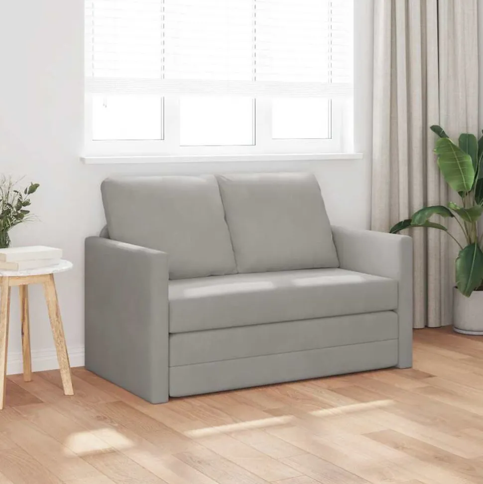 vidaXL Slaapbank vloermodel 2-in-1 122x204x55 cm fluweel lichtgrijs