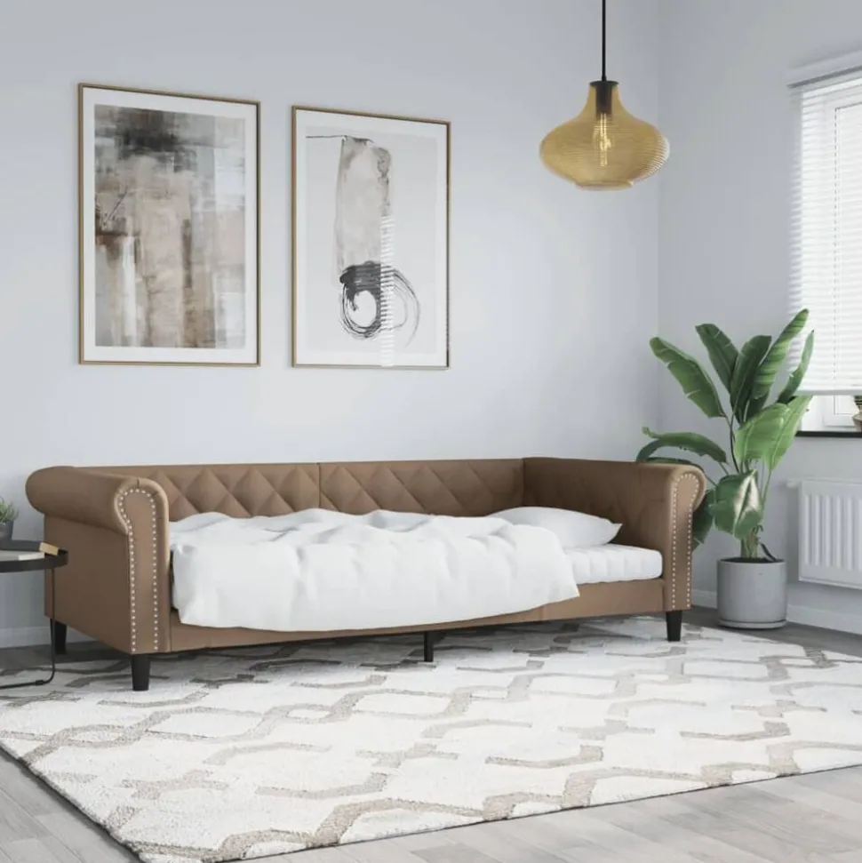 vidaXL Slaapbank 80x200 cm kunstleer cappuccinokleurig