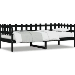 vidaXL Slaapbank 80x200 cm massief grenenhout zwart