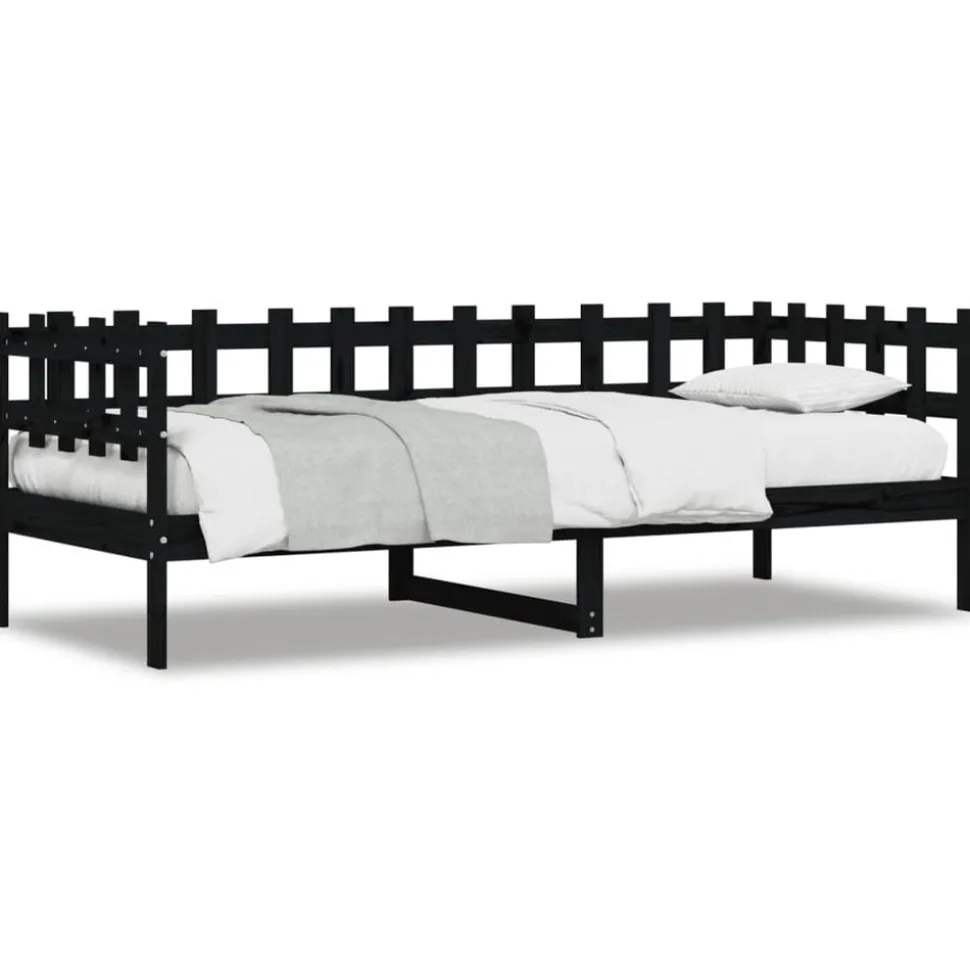 vidaXL Slaapbank 80x200 cm massief grenenhout zwart